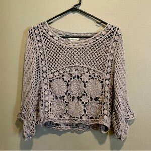 Sundance Lavender Crocheted Boho Top Size Medium